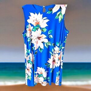 JESSICA HOWARD New Plus Size Tropical Floral Print Sleeveless Midi Dress 1X 16